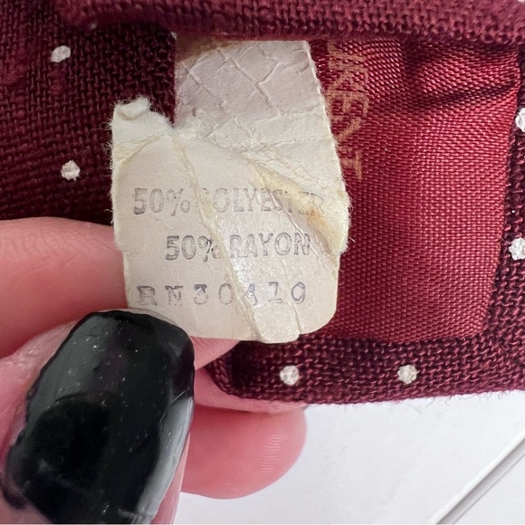 Yves Saint Laurent Vintage Burgundy Polka Dot Tie Logo embroidered #19 - Picture 6 of 6